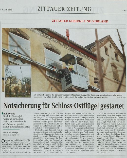 Notsicherung für Schloss-Ostflügel